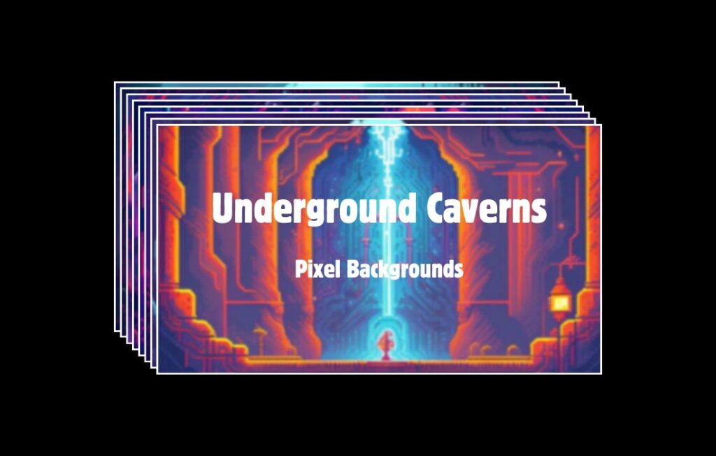 Add chasms and caves to your projects with the Underground Caverns Pixel Backgrounds Pack.